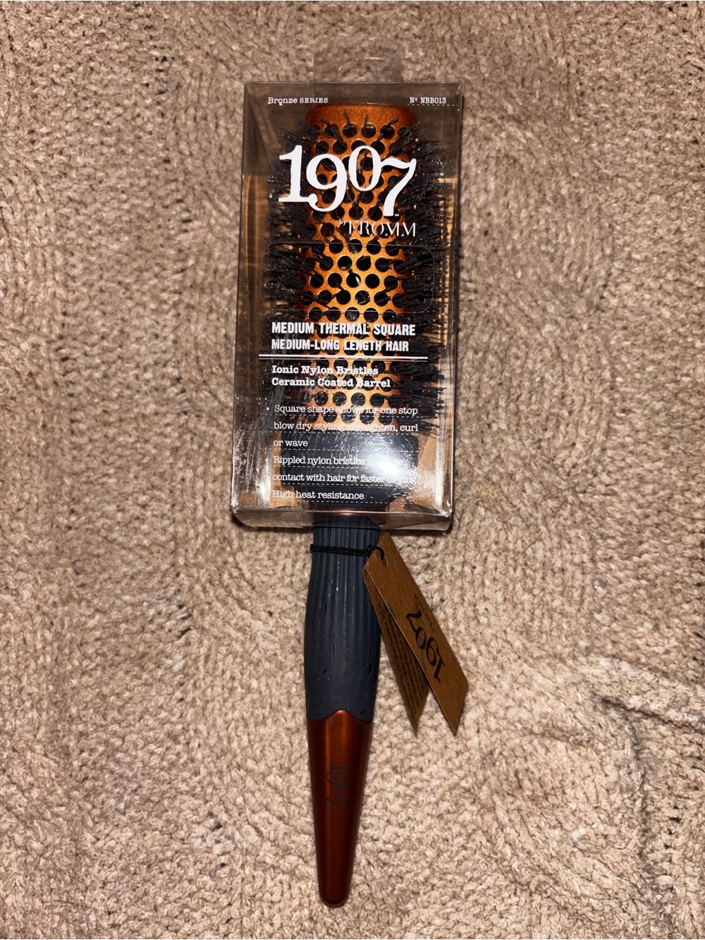 1907 by Fromm Bronze Series Medium Professional Thermal Square Hair Brush NIB